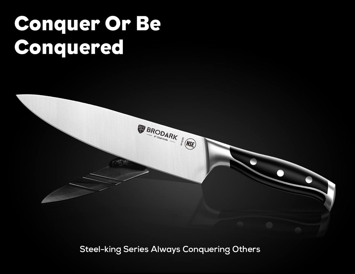 BRODARK Knife Set for Kitchen with Block, 15-Piece Kitchen Knife Set with  Built-in Sharpener, NSF Certified Stainless Steel Knife Block Set, Shark