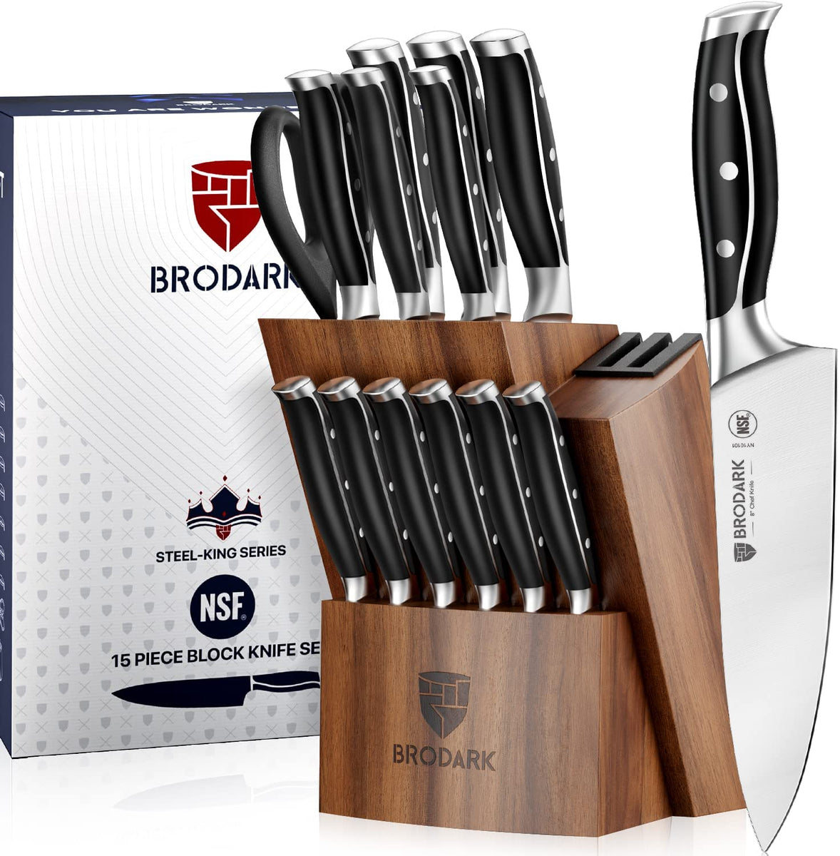  BRODARK Chef Knife, NSF Certified Kitchen Knife Set 2pcs,  Aerospace Grade 4Cr9Si2 High Carbon Stainless Steel Chef Knife Set, Ultra  Sharp with Gift Box, X-Eagles Series Red&Blue : Tools & Home