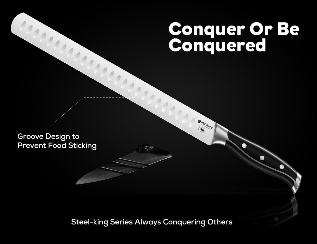 Carving Knife Set, 12" Brisket Knife and 7" Boning Knife with Full Tang Handle, High Carbon Stainless Steel Meat Knife for BBQ Roast Rib Turkey Ham, NSF Certified, Shark Series