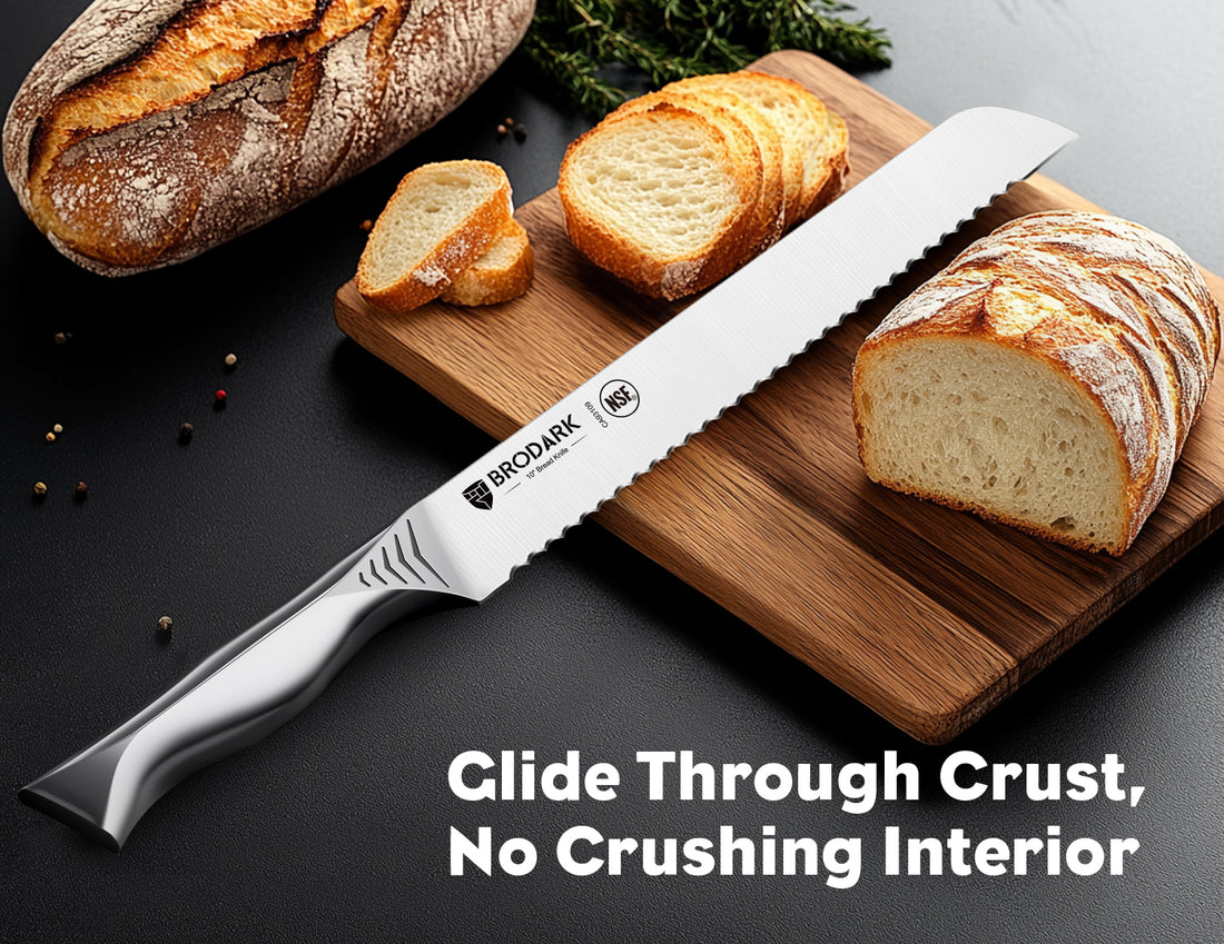 Bread Knife, 10" Serrated Bread Knife for Homemade Bread Sourdough, High Carbon Stainless Steel Serrated Knife for Even & Straight Slicing, NSF Certified, Shark Series