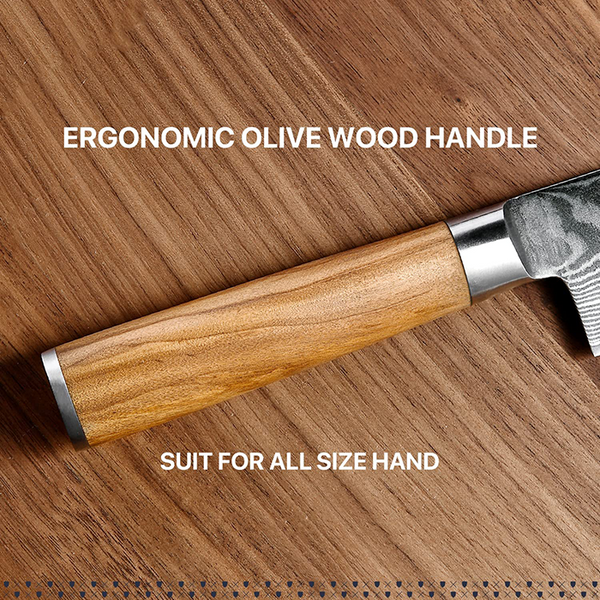 Cooking Knife 8 in - Carbon Steel - Olive Wood Handle