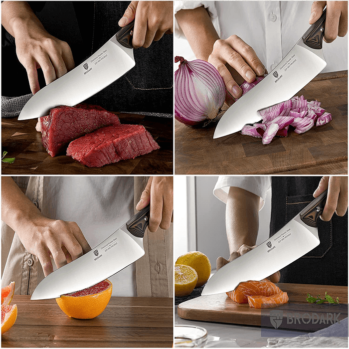 BRODARK Damascus Chef Knife 8 Inch,Japanese Kitchen Knife with VG10 Steel  Core,Ultra Sharp Professional Chef's Knife,Olive Wood Handle,High Carbon
