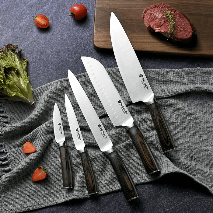  BRODARK Kitchen Knife Set with Block, Full Tang 15 Pcs